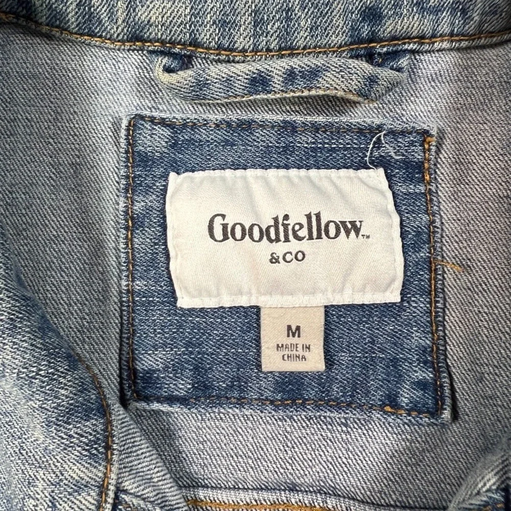 Goodfellow & Co Men Denim Jacket Medium Light Wash Jean Trucker Streetwear Y2K